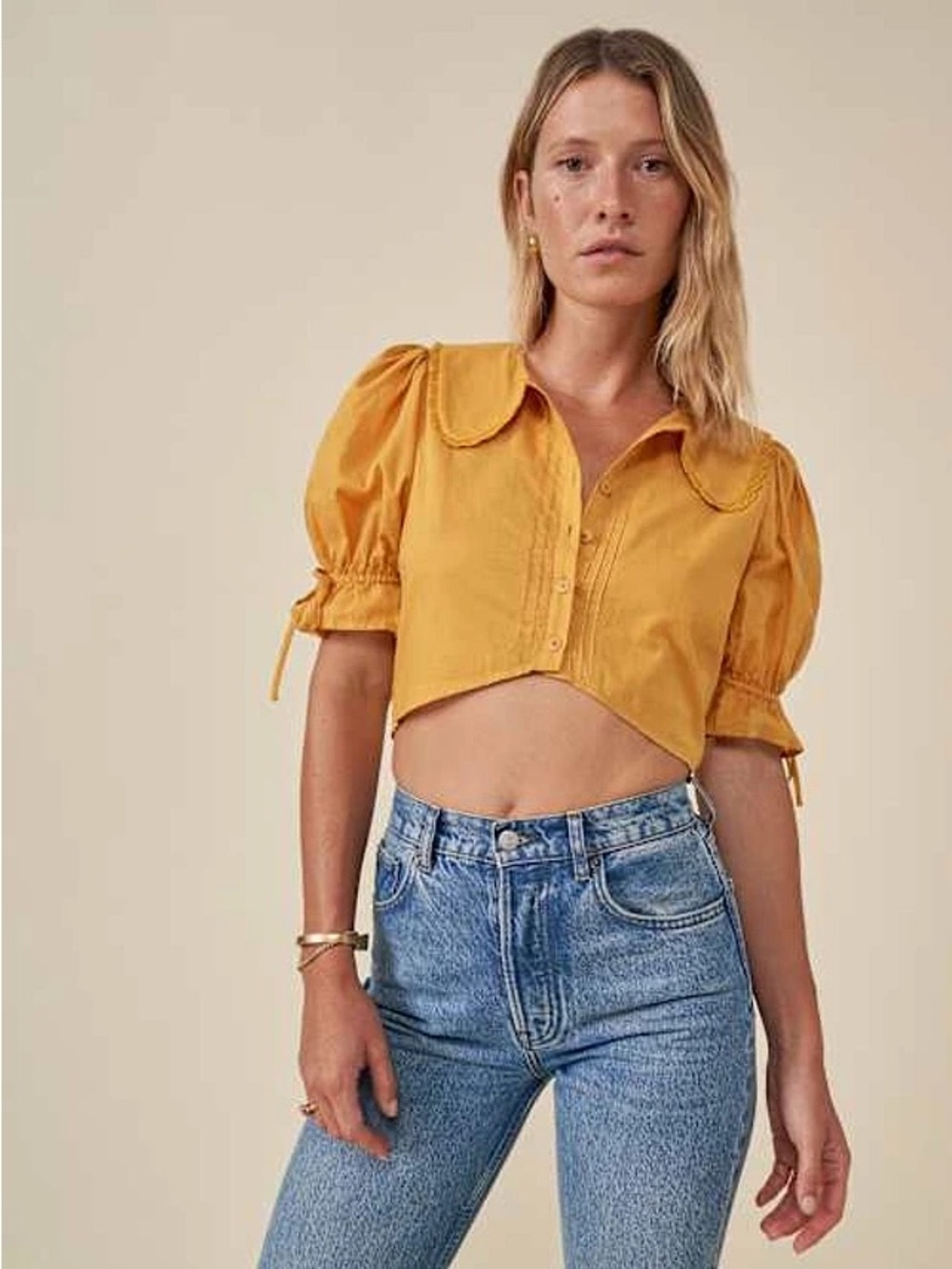 Reformation Rutabaga Top In Mustard